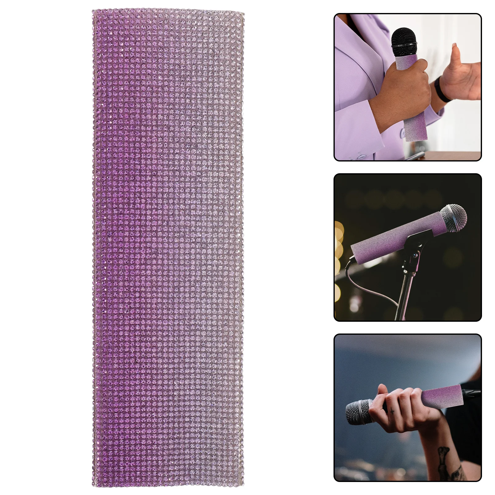 

Sparkling Wireless Microphone Sleeve Rhinestone Mic Handle Cover Protective Bling Sleeve for Stage Performance