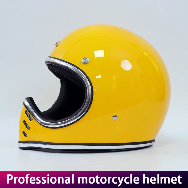 Retro Motorcycle Glass Fiber Material Helmet Unisex Small Body Cruise Motorcycle Space Full Face Helmet Vintage Design