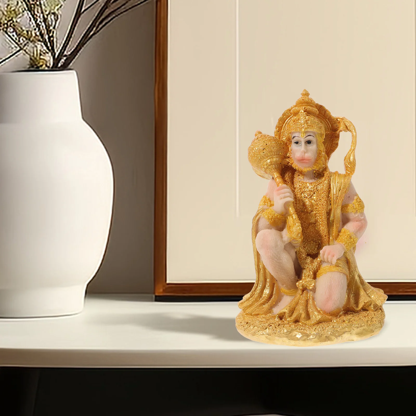 

Indoor Blessing Statue Large Figurine Temple Hanuman for Home Mini Hindu Statues Decor Miniature