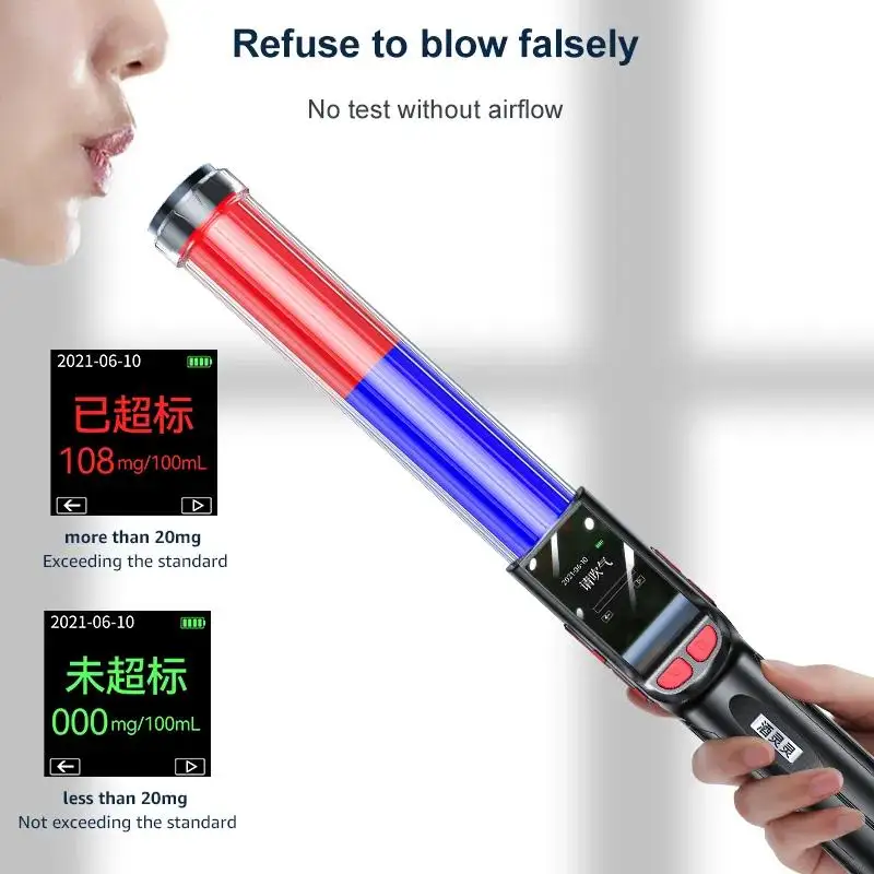 Hot Sales Alcohol Breath Tester Quick Check Ethanol Automatic Suction Baton Fuel Cell Breathalyzer Alcohol Breath Tester