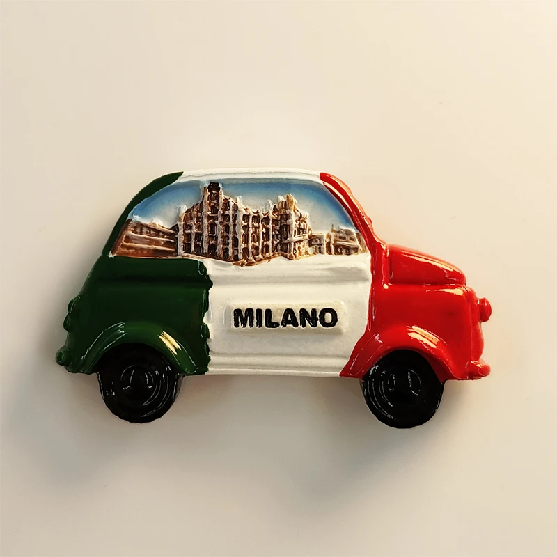 Italy，Milan，Taxi，3D Stereoscopic，Tourism Souvenirs，Resin painting，Decoration home，Refrigerator magnets ﻿