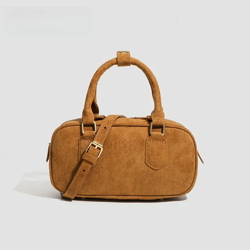 حقيبة بوسطن الجديدة لعام 2025 للنساء، حقيبة كتف كروس من جلد الغزال الصناعي، حقيبة بولينج، حقيبة يد كاجوال للنساء لرحلة التسوق في الخريف والخريف