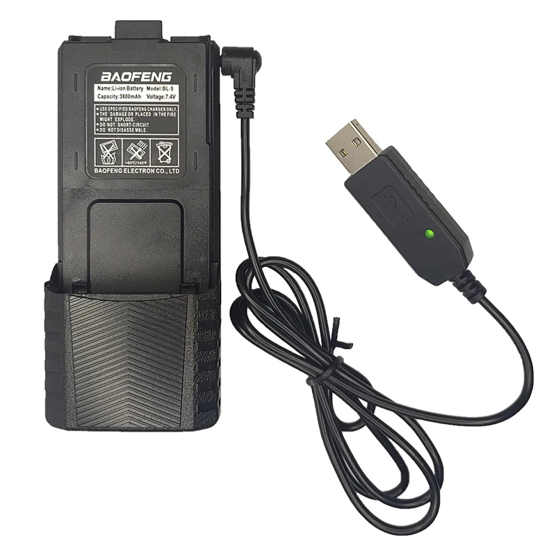 Baofeng-walkie talkie用の大容量バッテリー,USB充電器,7.4v,3800mah,UV-5RA, UV-5RE, DM-5R,,uv5re