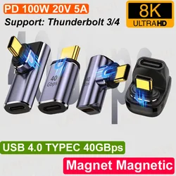 Magnet Magnetic USB 4.0 TYPE-C 8k@60hz Pd 100w 5A Fast Charging Data Transfer 40gbps Cable For Thunderbolt 3/4 TV HDTV LAPTOP Ph