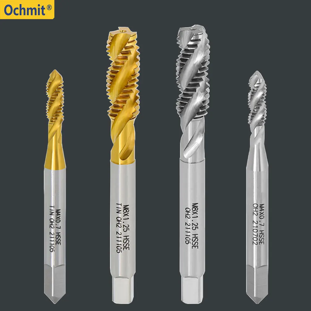 Ochmit 1PC M2 M4 M8 M16 M10 M12 CNC JIS Straight Spiral Flute Groove Through Blind Hole Thread HSS Machine Screw Taps