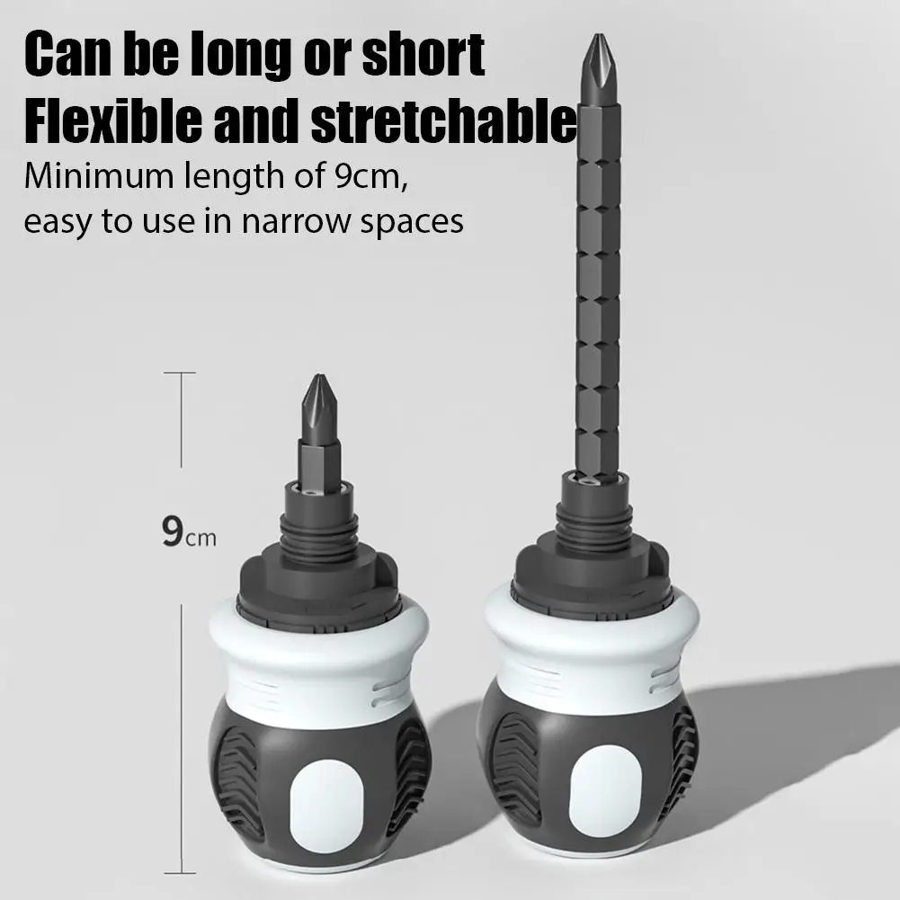 12 in 1 Stubby Ratcheting Screwdriver Multi-Bit Compact Ratchet Driver Set with Magnetic Tip and Vanadium Steel Double Ended Bit
