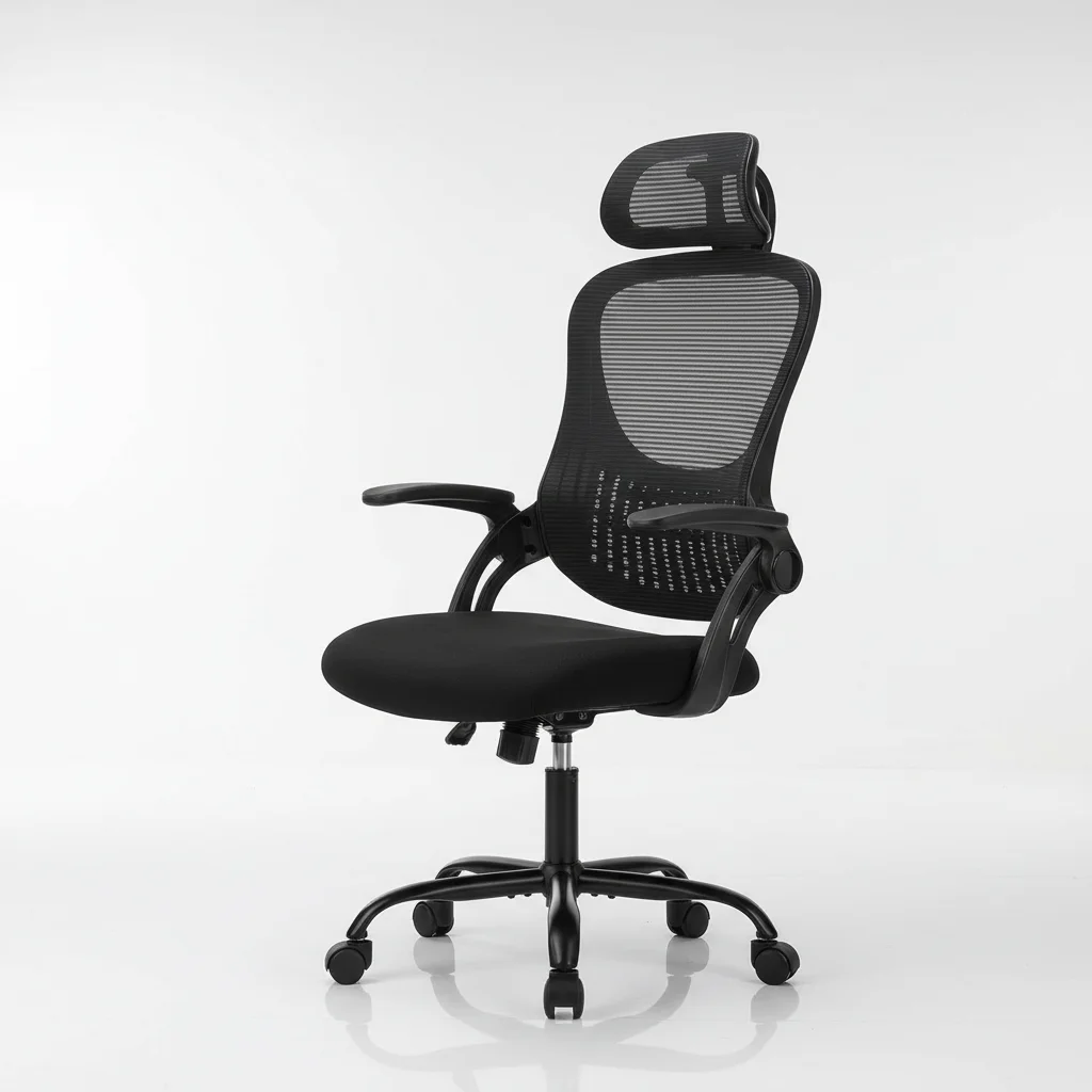 

Ergonomic High-Back Mesh Office Chair with Adjustable Headrest, Lumbar Support & Flip-up Arms for Home Office Study