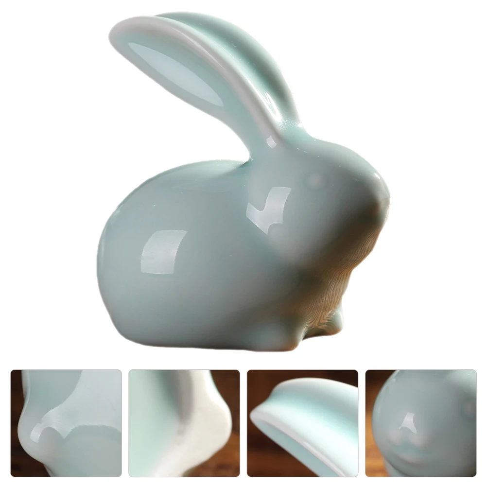 

Rabbit Decorative naments Ceramic Craft Home Desktop Decor Chic Bunny Figurine Statuette Unique Design Fine Workmanship