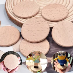 10Pcs Natural Unfinished Wooden Round Disc Slice Creative Hand Painted Dyed Wood Cutout Coins DIY Craft Supplies Decoration Wood