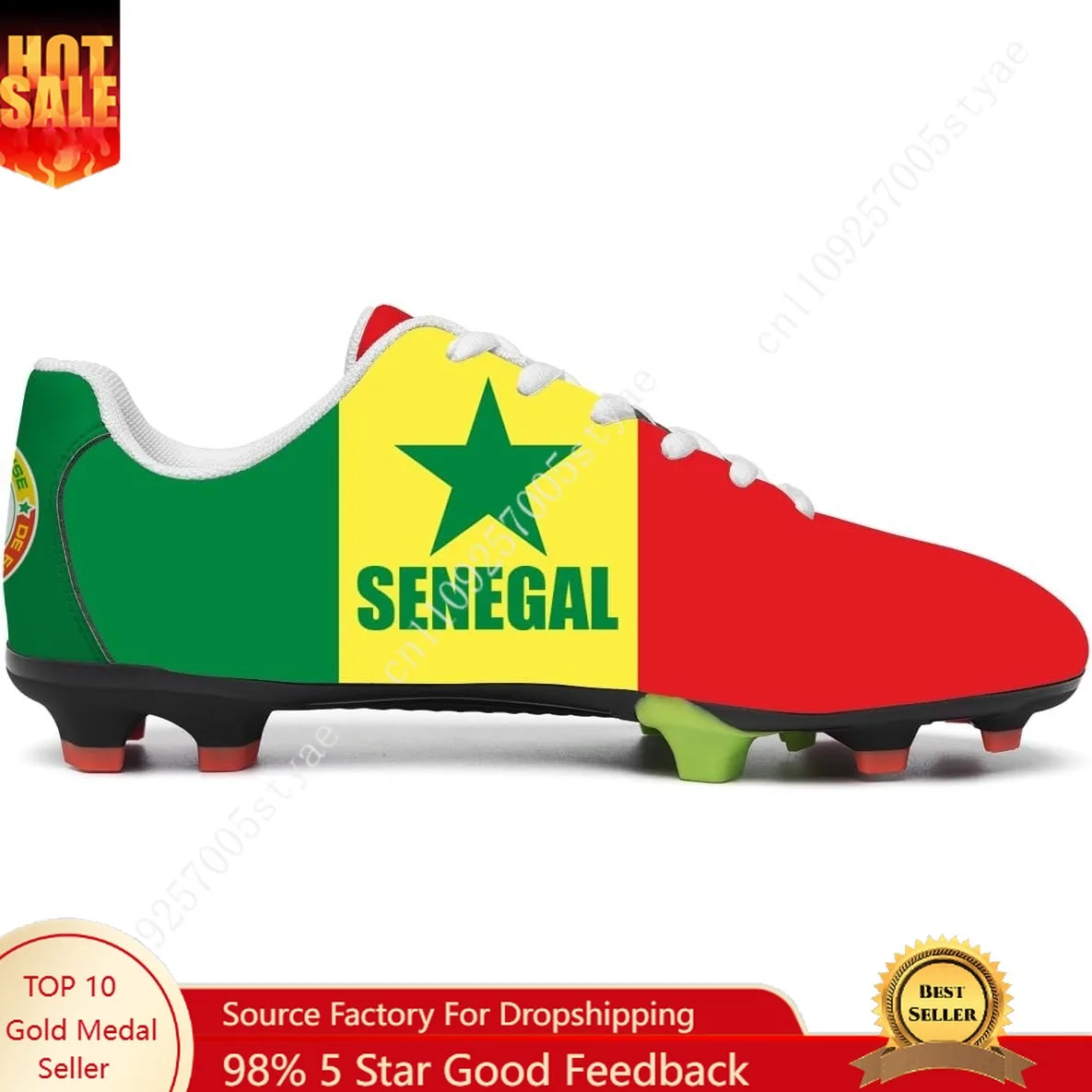 Senegal Flag Football Shoes Men Womans Soccer Shoe PU Sneakers Outdoor Lace Up Sports Shoes 2026