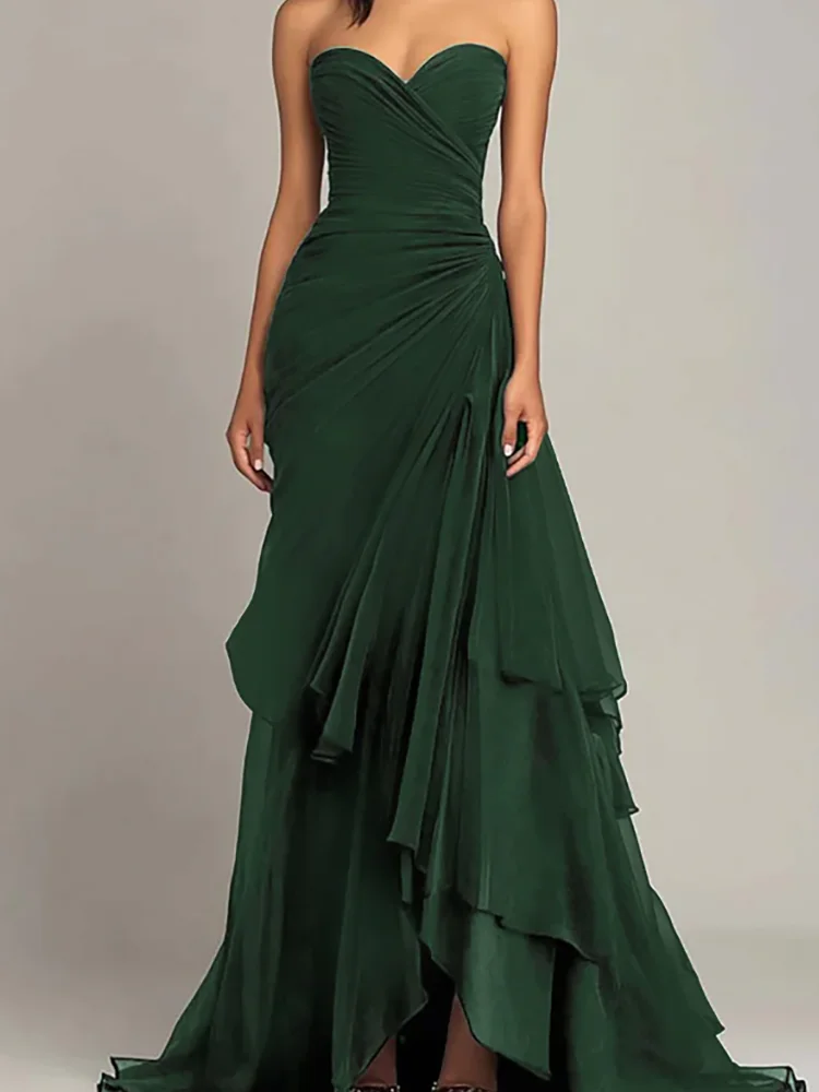 

Классические милые зеленые без рукавов со рюшами, тонкие вечерние платья, платья для дня рождения, выпускного вечера по индивидуальному заказу