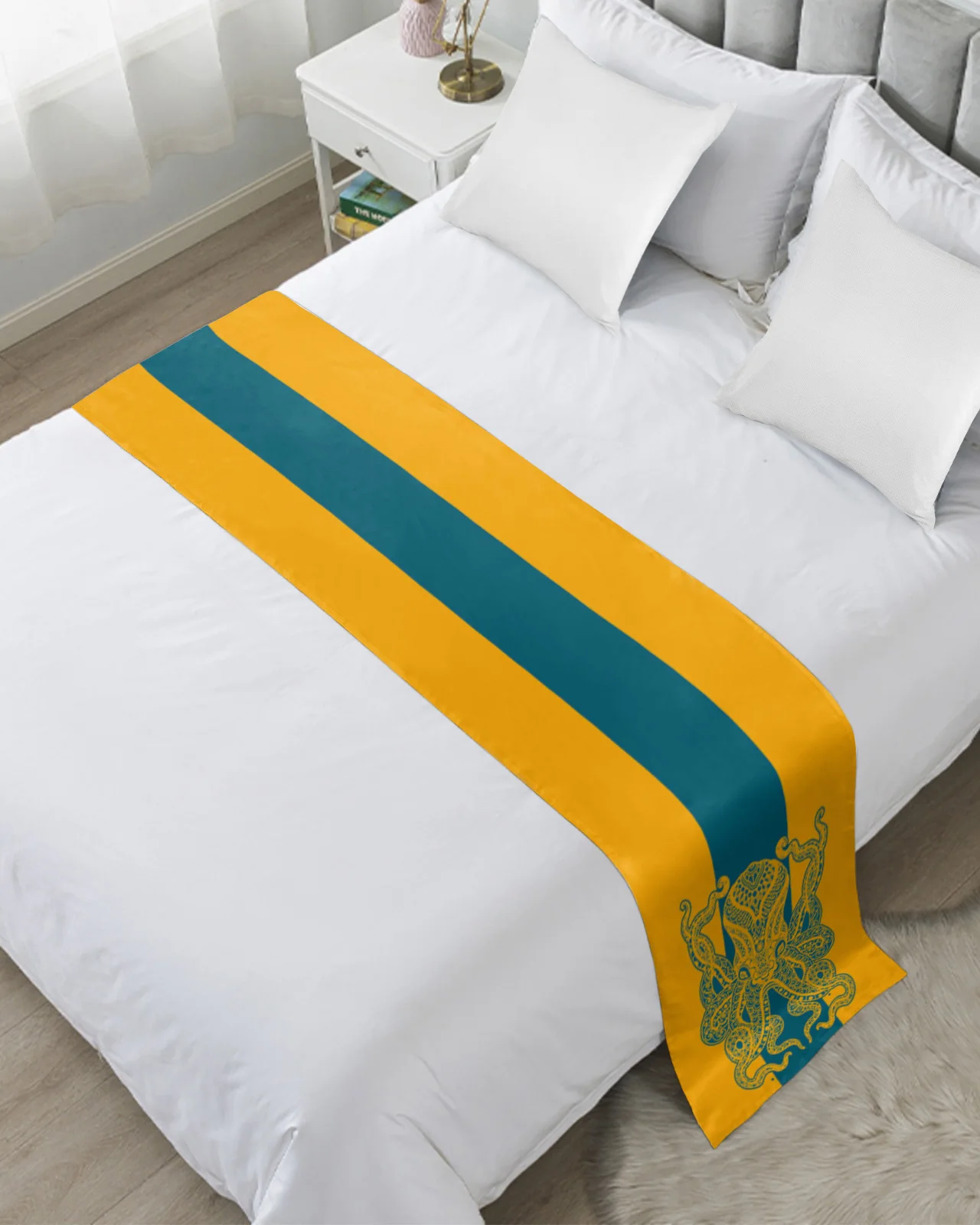 

Summer Beach Towel Towel Octopus High Quality Bed Flag Hotel Cupboard Table Runner Parlor Wedding Home Decor Bed Runner