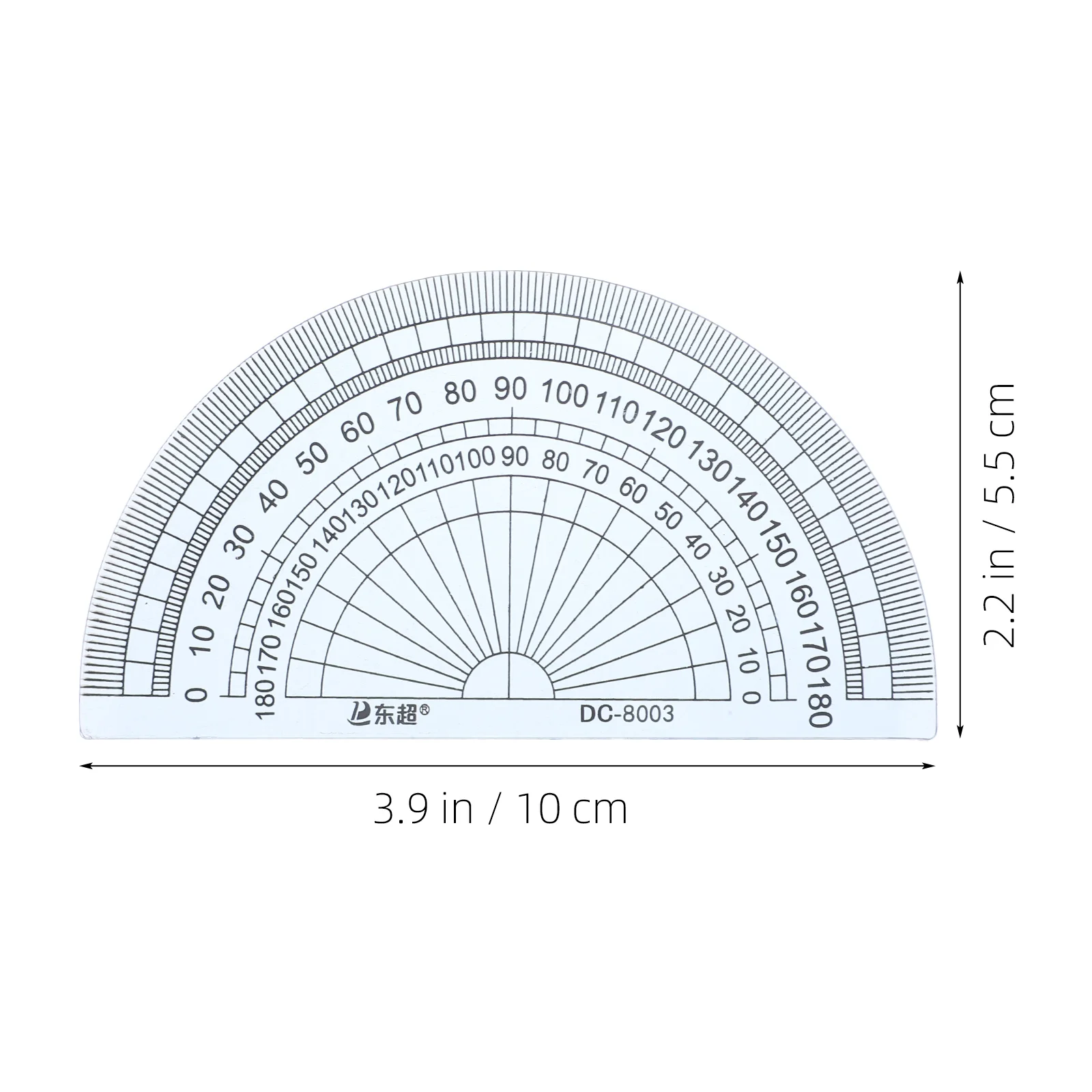 20 Pcs 4 Inch 10cm Plastic 180 Degrees Protractor for Angle Measurement School/Office/Student Math (Transparent)