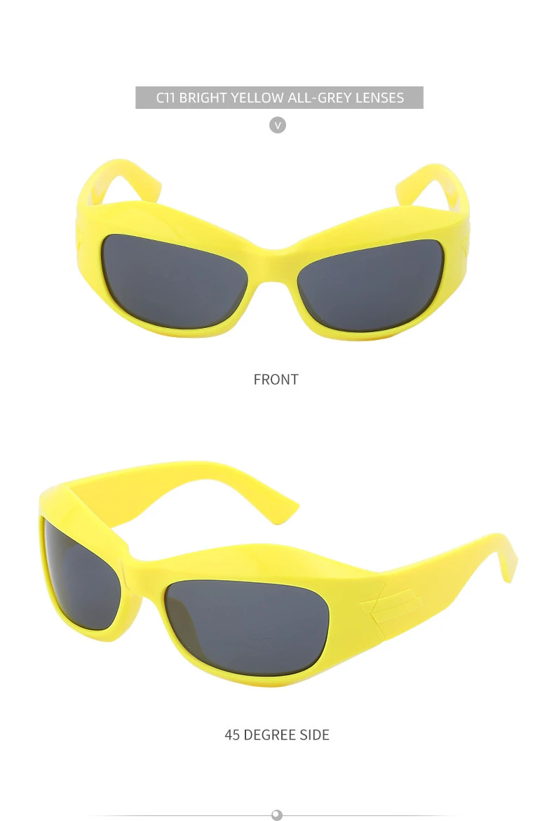 Übergroße Y2K Punk Sonnenbrille für Damen und Herren Neue 2000er Vintage Trend Steampunk Sonnenbrillen Sport-Schildbrille UV400-Schutz – Detail 30