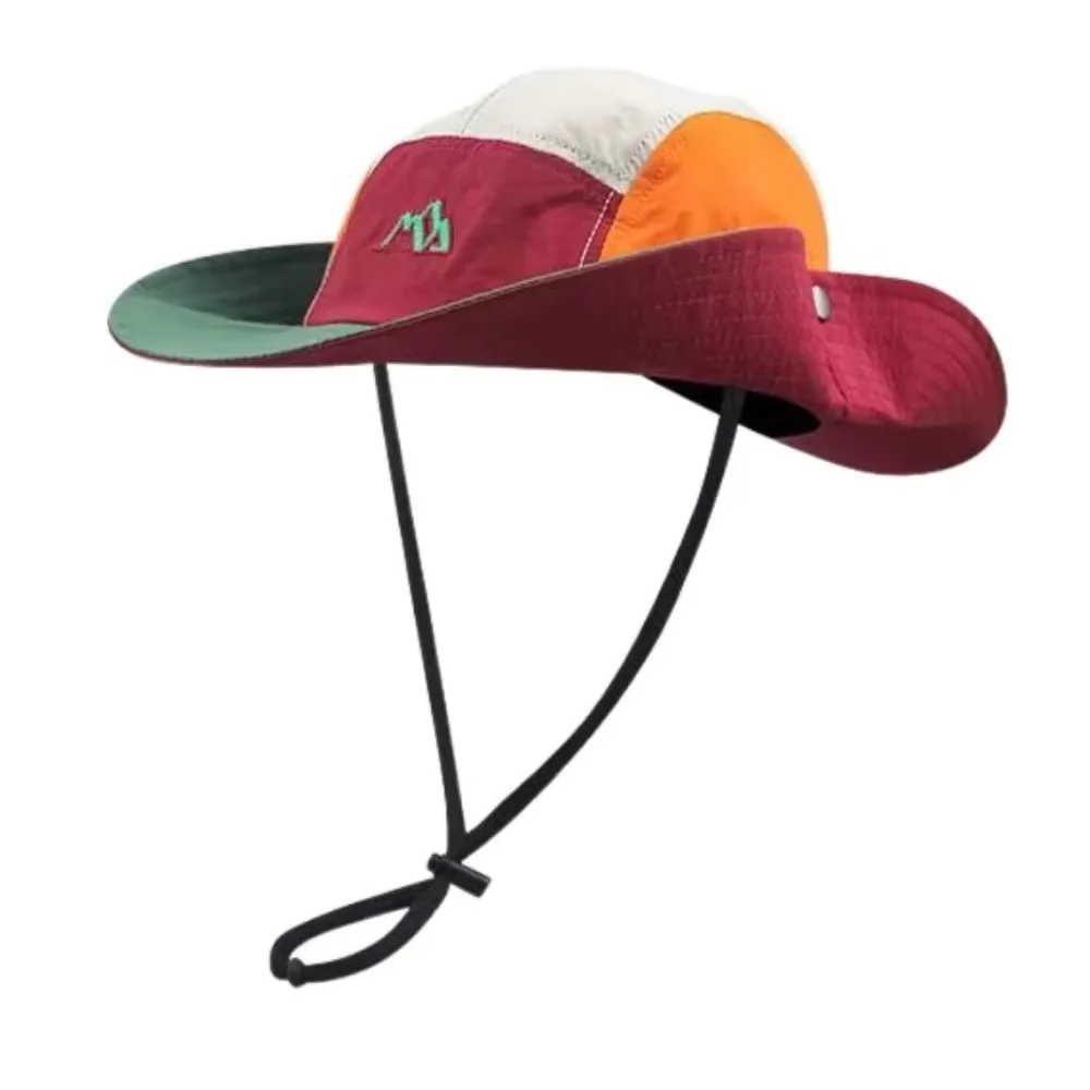 

Polyester Contrasting Color Bucket Hats Quick Drying UV Protection Color Matching Mountaineering Caps Adjustable Breathable