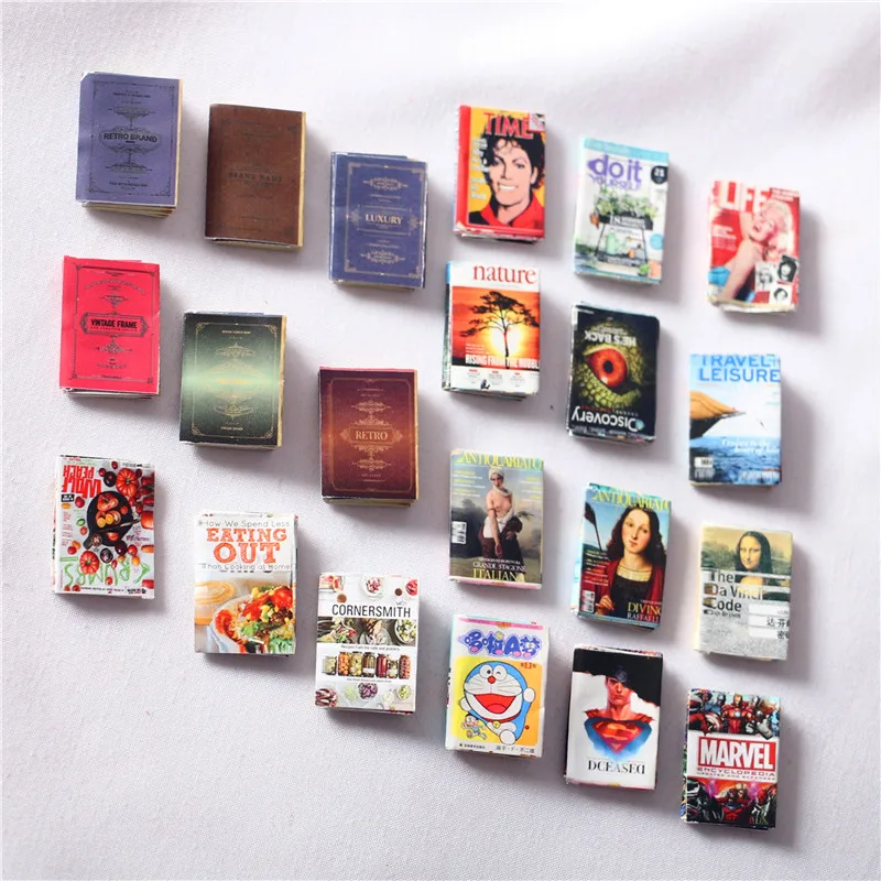 Dollhouse 1:12 BJD Mini Book Magazine Comic Book Pocket Miniature Items Bookcase Decoration Dolls House Bedroom Accessories Toys