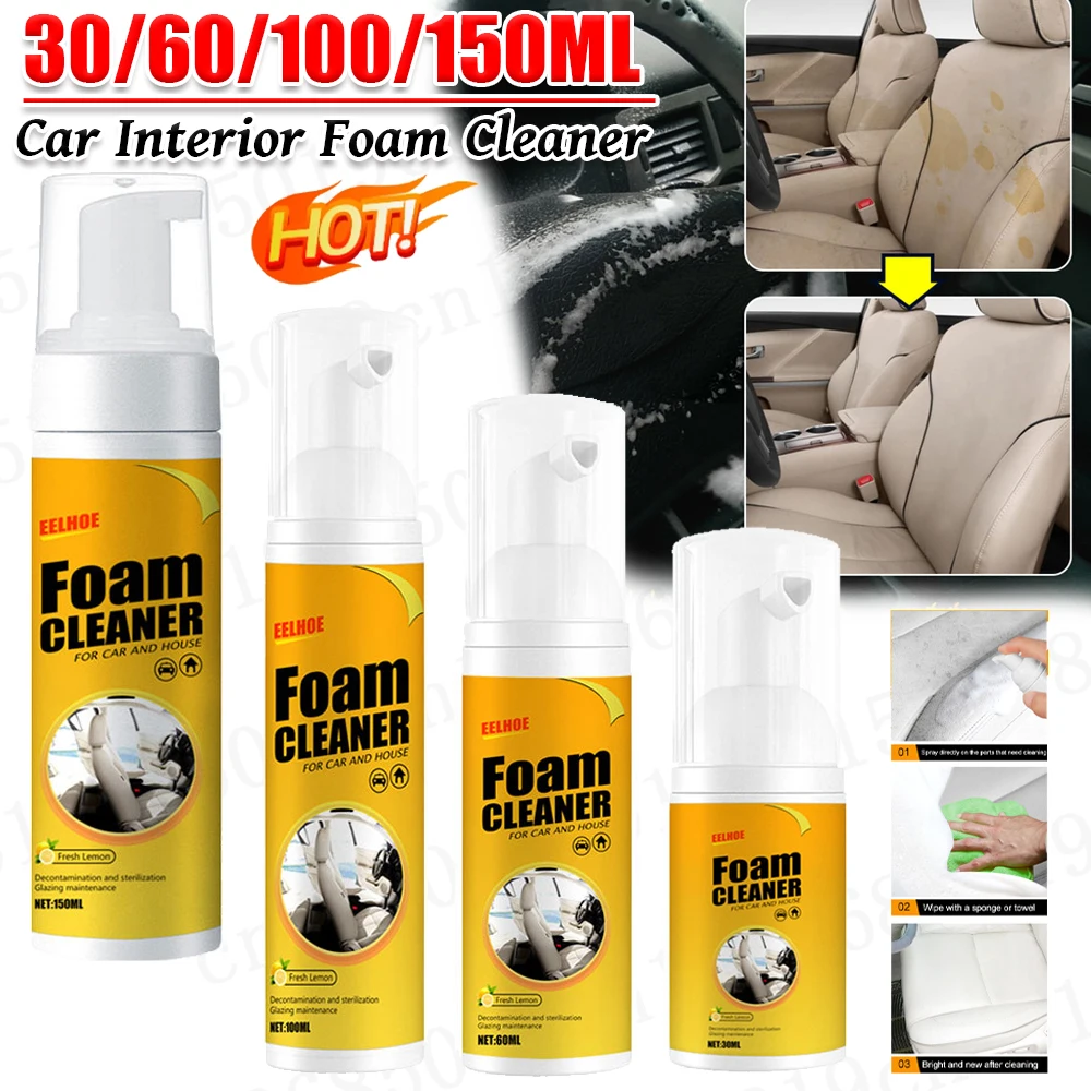 30/60/100/150ML Foam Cleaner Car Interior Stain Removal Cleaning Leather Seat Foam Cleaner Spray Foam Maintenance Car Wash