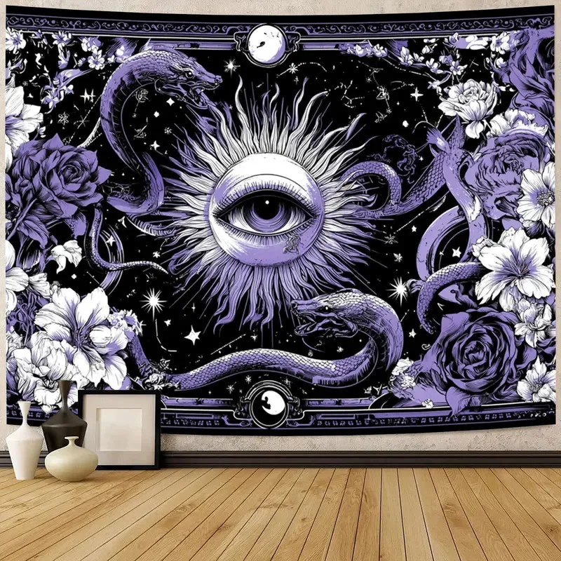 VIKAMA Esoteric Dark Tapestry Wall Hanging for Bedroom Headboard Meditation Room Gothic Living Room Decor