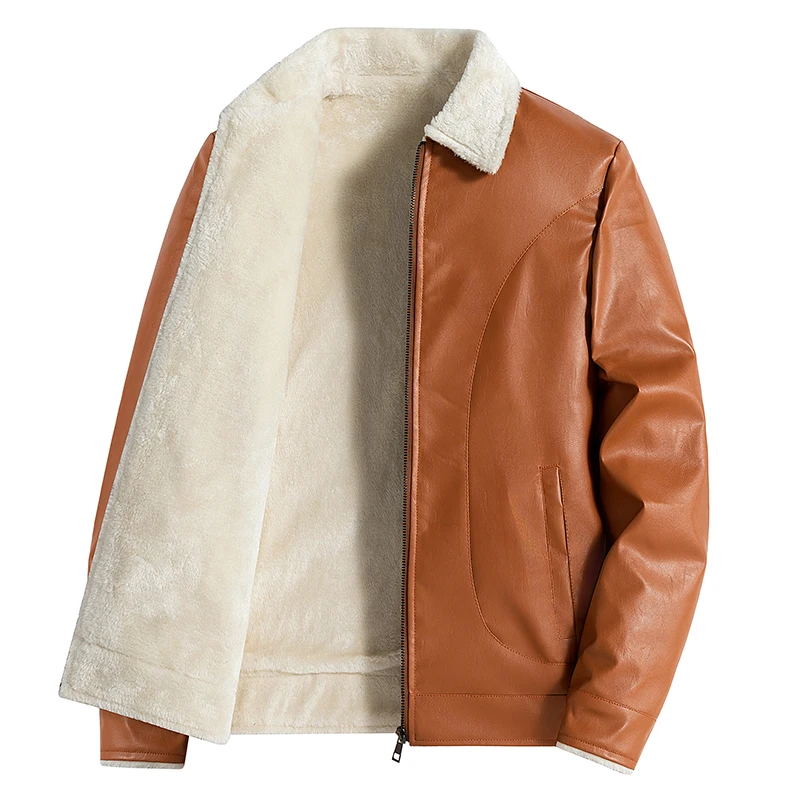 

Vintage New Pilot Bomber Men's Leathe Jacket Men's Fur Collar Jacket PU Leather Winter Men's Streetwear Thicken Leather Jacket