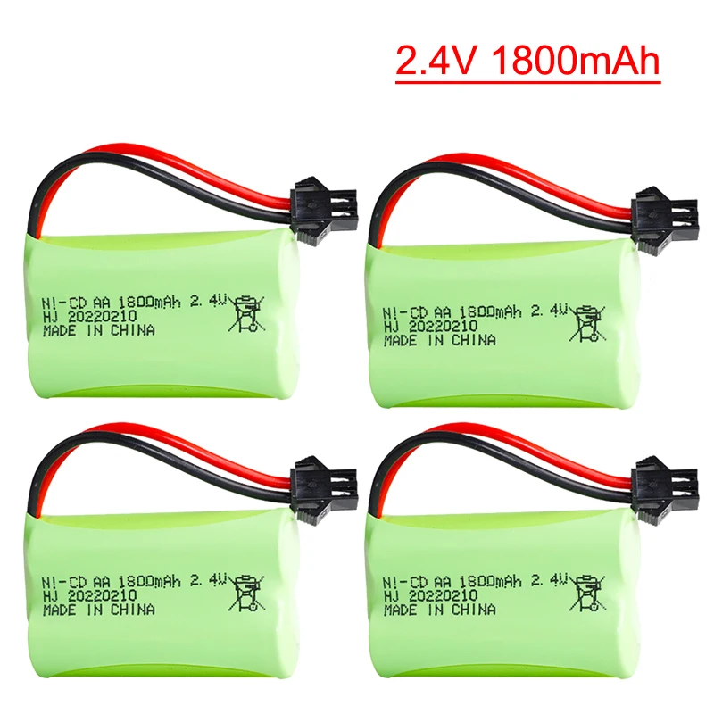 Batteria Ni-CD 2.4v 1800mah spina SM /JST per giocattoli Rc serbatoi per auto treni pistola per barche Robot Ni-CD AA 1800mah 2.4v batteria