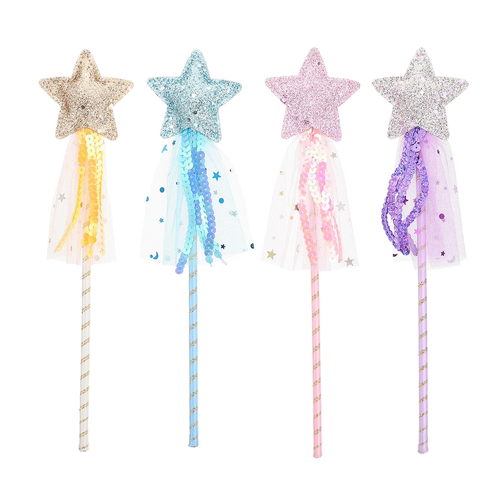 

4 Pcs Fairy Wand Kids' Decorative Star-shaped Toy Prop for Girl Stage Performance Creative Pvc Fabric Colored Cloth