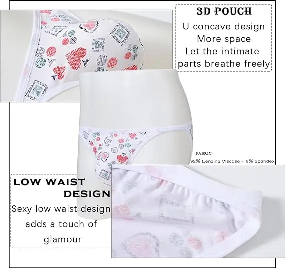 Zonbailon Men's Briefs Breathable Soft Tagless Sexy Underwear Cartoon Print Underpants Male Briefs