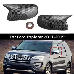 For Ford Explorer 2011-2019 Car Sticker Rearview Side Mirror Cover Wing Cap Exterior Door Rear View Case Trim Carbon Fiber Look