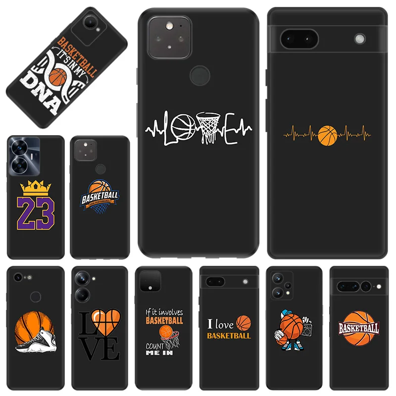 Phone Case for Pixel 8 Pro 8a 7a 6a 7 6 8 Motorola G200 Edge 40 30 20 One Fusion Love Play Basketball Soft Black Anti-Drop Cover