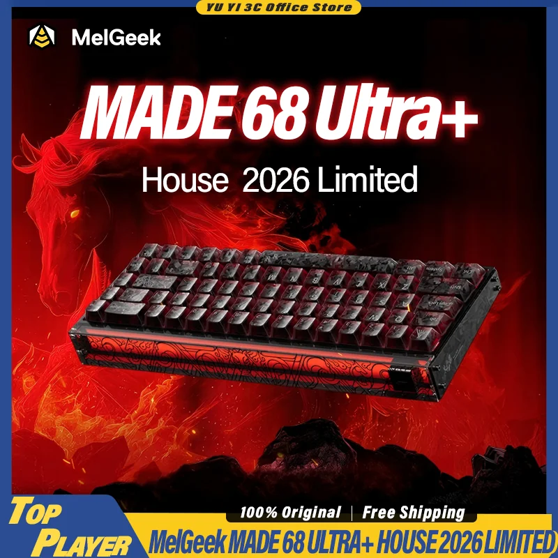 

MelGeek MADE68 Ultra+ игровая клавиатура House 2026, ограниченная серия, карбоновые колпачки для клавиш, специальный переключатель, RGB световой короб, китайское народное искусство