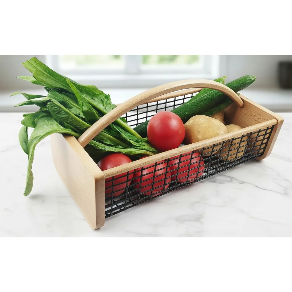 

Durable Wooden Harvest Basket for Garden, Kitchen & Picnic - Ideal for Outdoor Picking and Storage