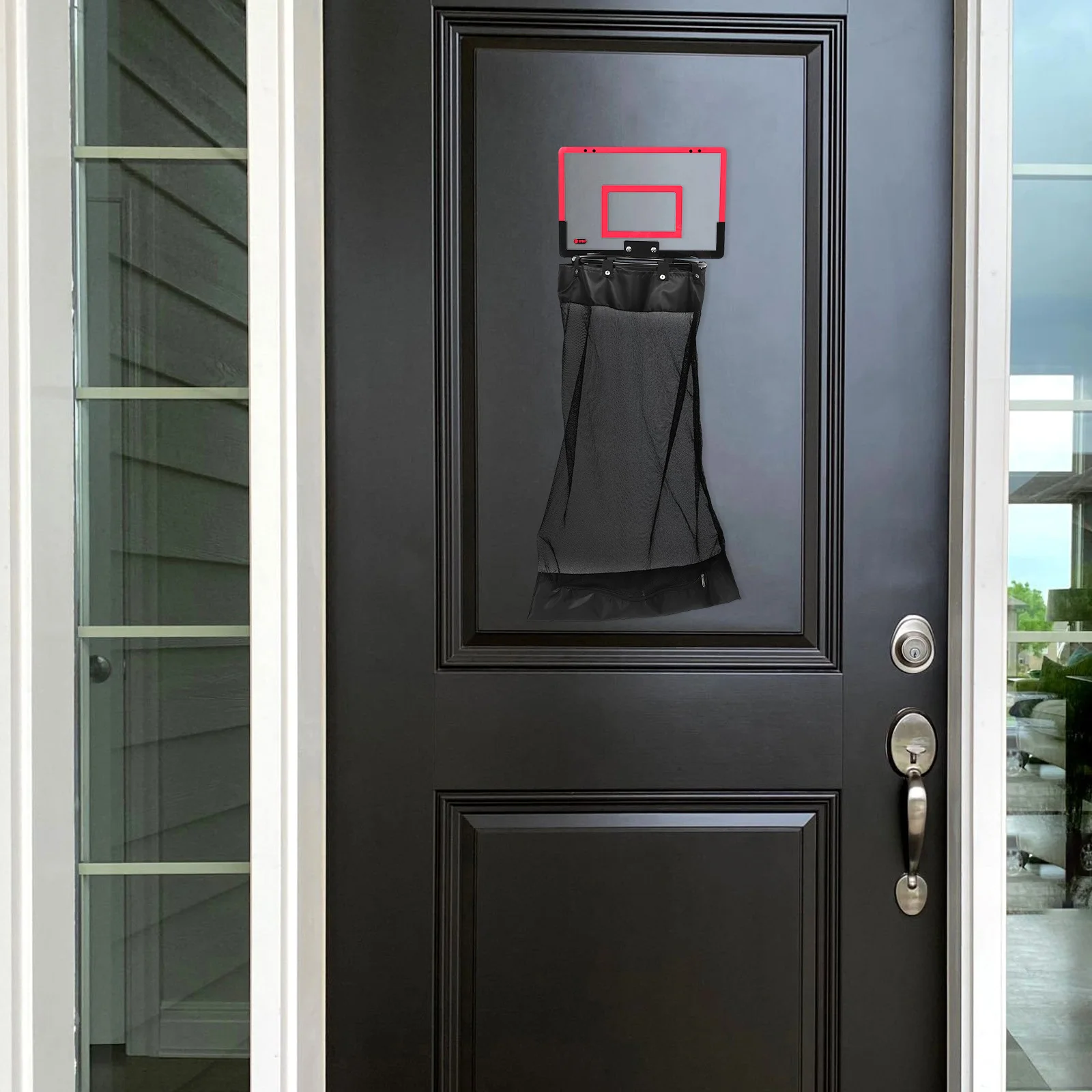 

Zippered Over-The-Door Basketball Hoop Laundry Hamper Mesh Basket Space-Saving Organizer for Bathroom Bedroom Door Storage Bag