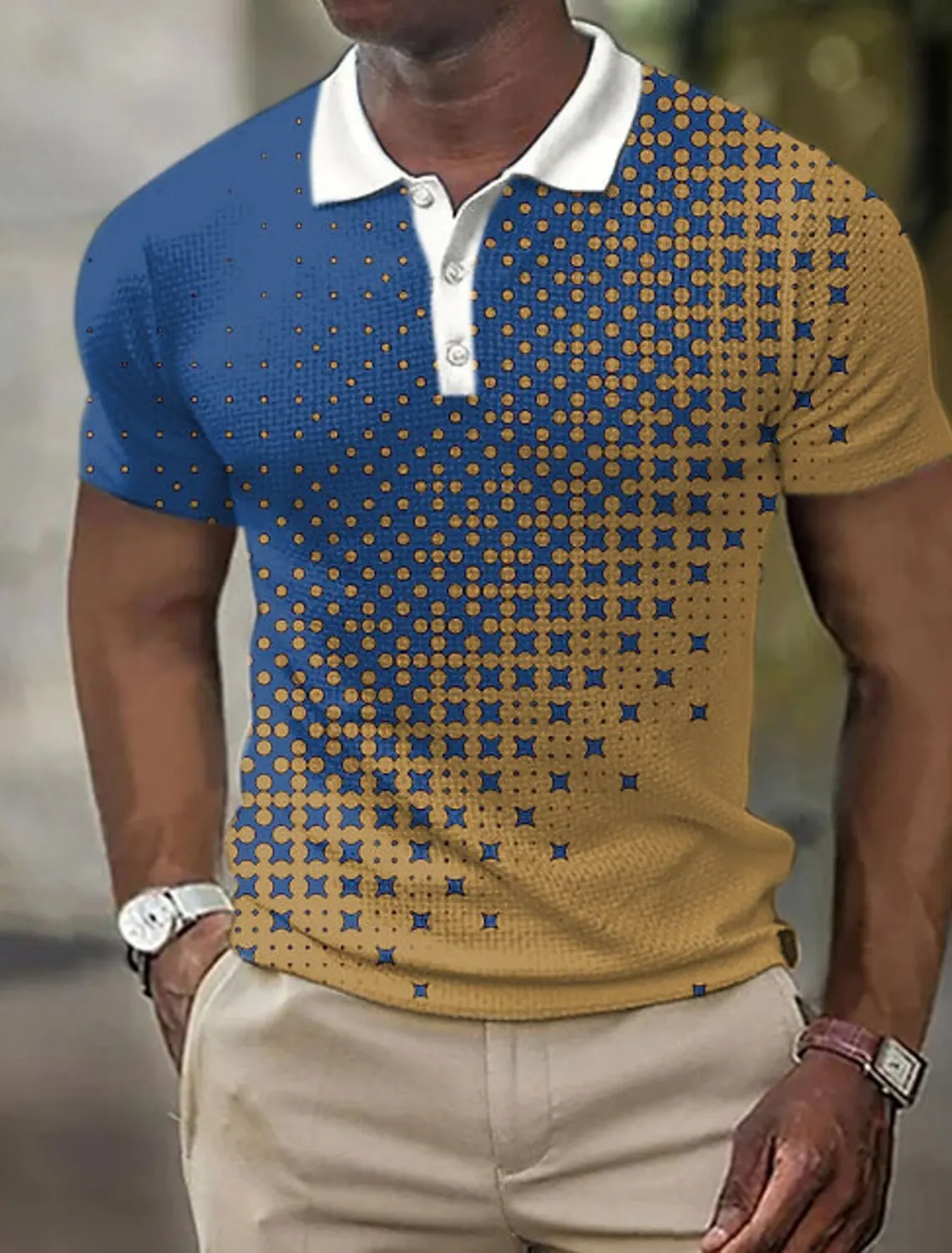 Men's Polo Shirt Shirt Graphic Print Geometric Cuff Outdoor Streetwear Short Sleeve Clothing Fashion Designer Casual Breathable