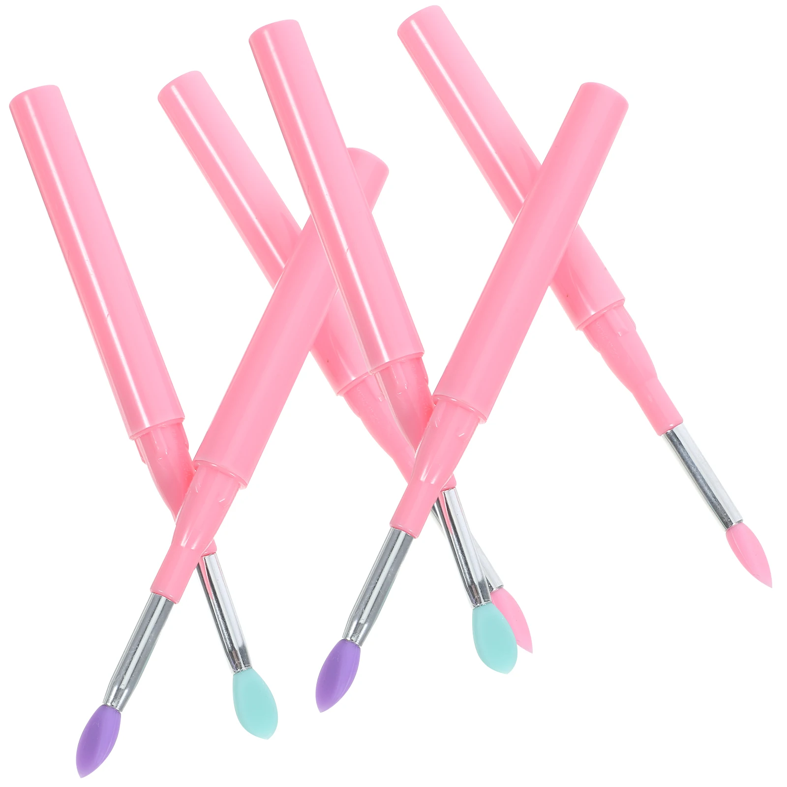 

6 Pcs Lip Brush with Cover Eye Shadow Brushes for Lipstick Mini Makeup Travel Mask