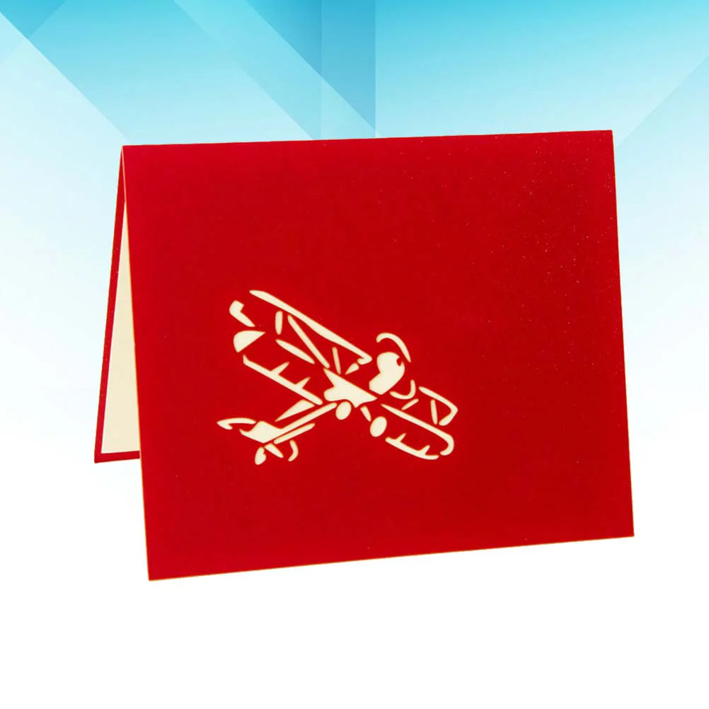 1 unidad de felicitación 3D Up, mensaje de felicitación creativo, diseño en forma de modelo de avión para tarjetas de felicitación de amigos