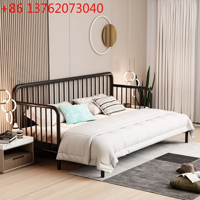 

retractable iron bed frame folding sitting and lying dual-purpose double bed small apartment cama abatible pared home furniture