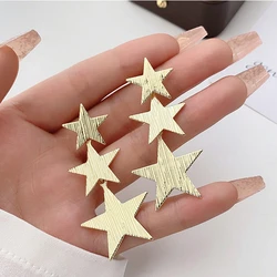 Korean Style Three Star Long Tassel Pendant Earring for Women Sweet Gift Simple Geometry Temperament Creative Jewelry Accessory