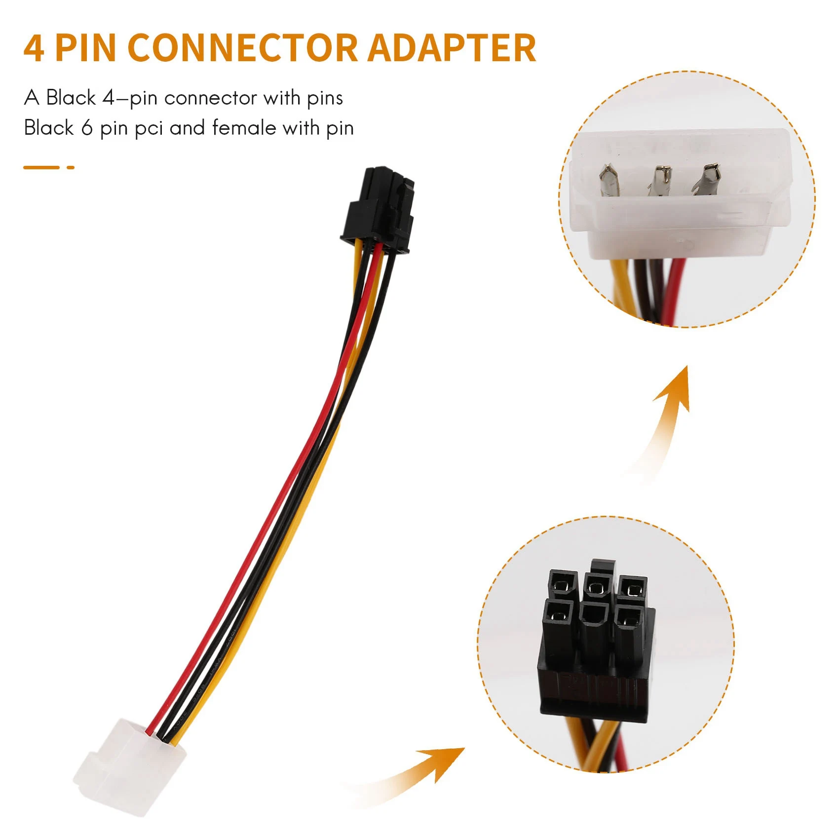 4pólový pánský na 6-pin ženské nástrčkový energie kabel pro pcie PCI expres adaptér