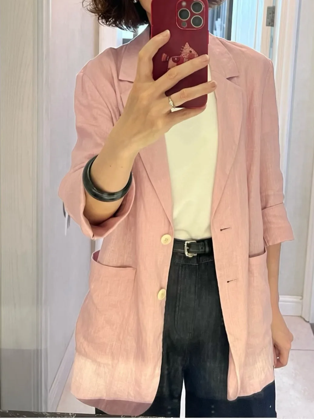 Women's Cotton Linen Suit Jacket Loose Casual Long Sleeve Autumn Fashion Design Slimming Linen West Coat Classic Style