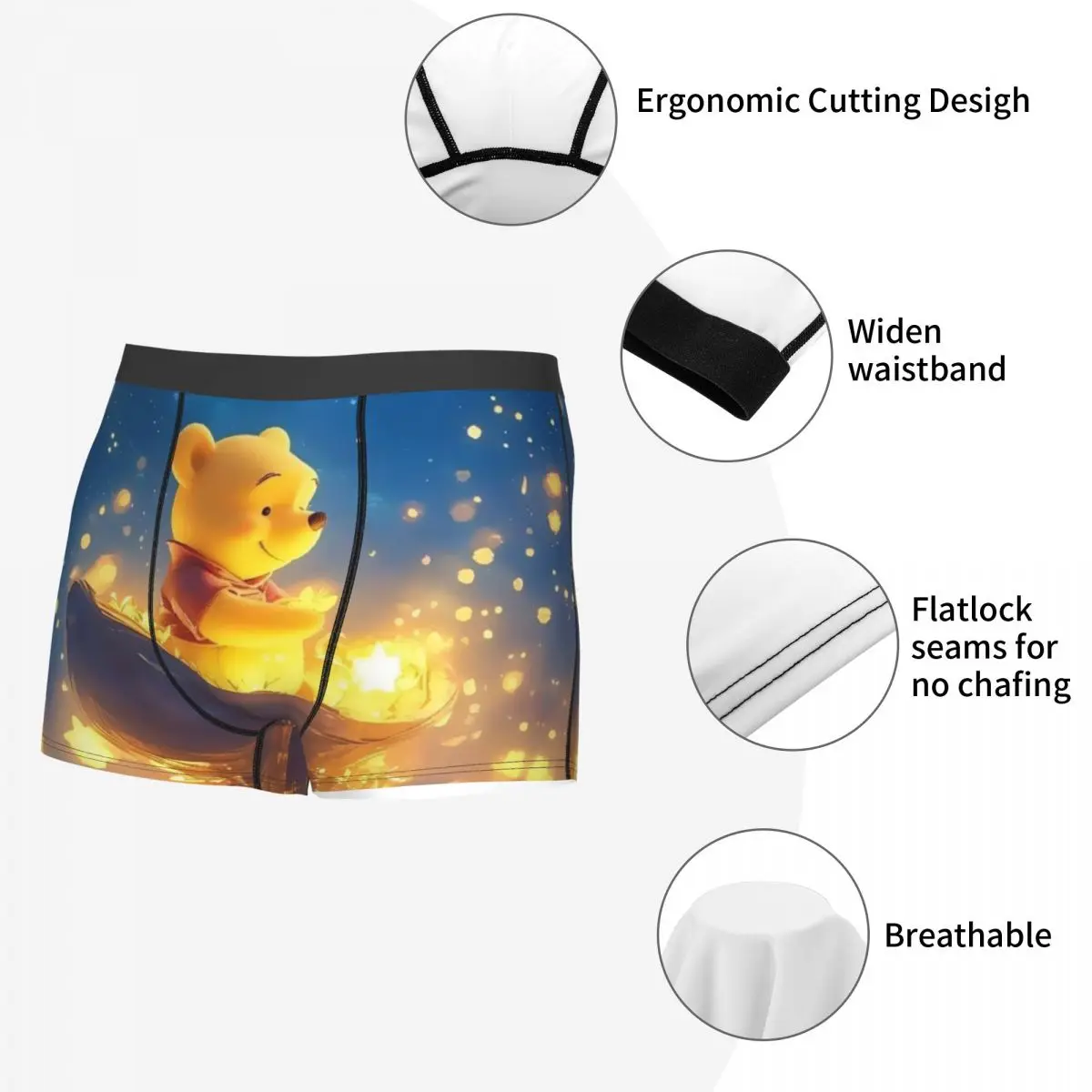 Calzoncillos tipo bóxer con diseño de estrella de Winnie Pooh personalizados, calzoncillos de oso amarillo para hombre, ropa interior, calzoncillos geniales