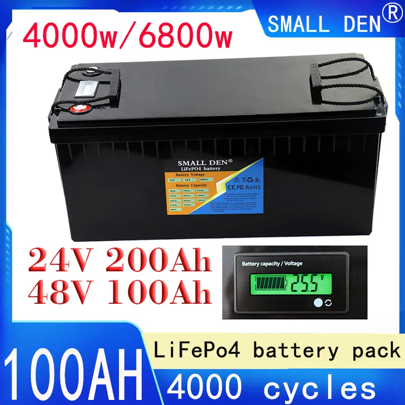 

24v 200ah 48v 100ah lifepo4 battery pack4000w/6800w motor for electric vehicle boat rv tricycle forklift golf cart solar storage