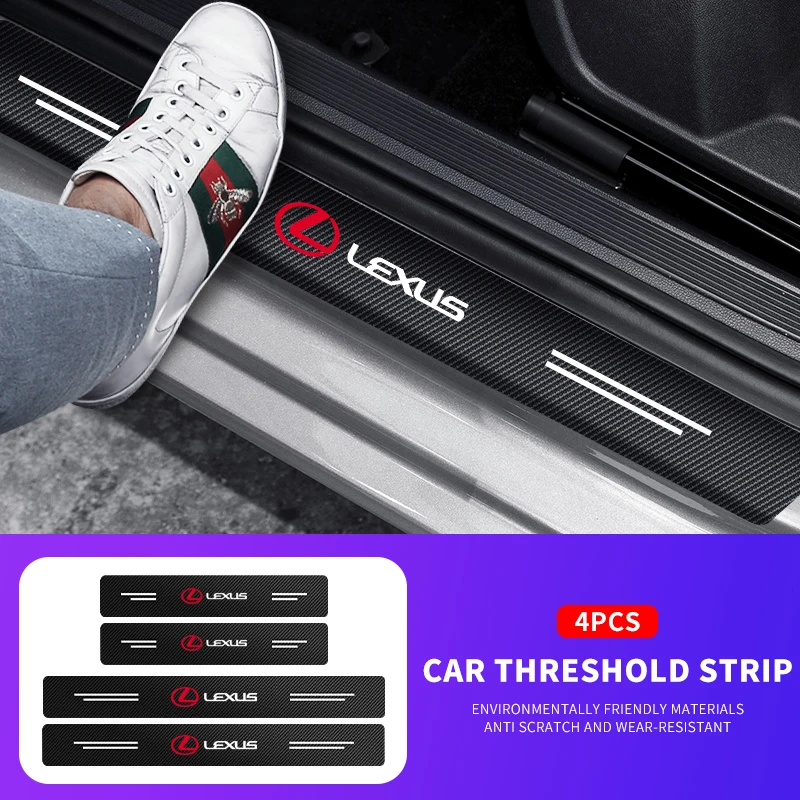 

Car Sticker 4Pcs Carbon Fiber Anti Scratch Scuff Pedal Car Door Sill Protector Stickers For Lexus RX330 IS250 ES300h UX GX470 LX