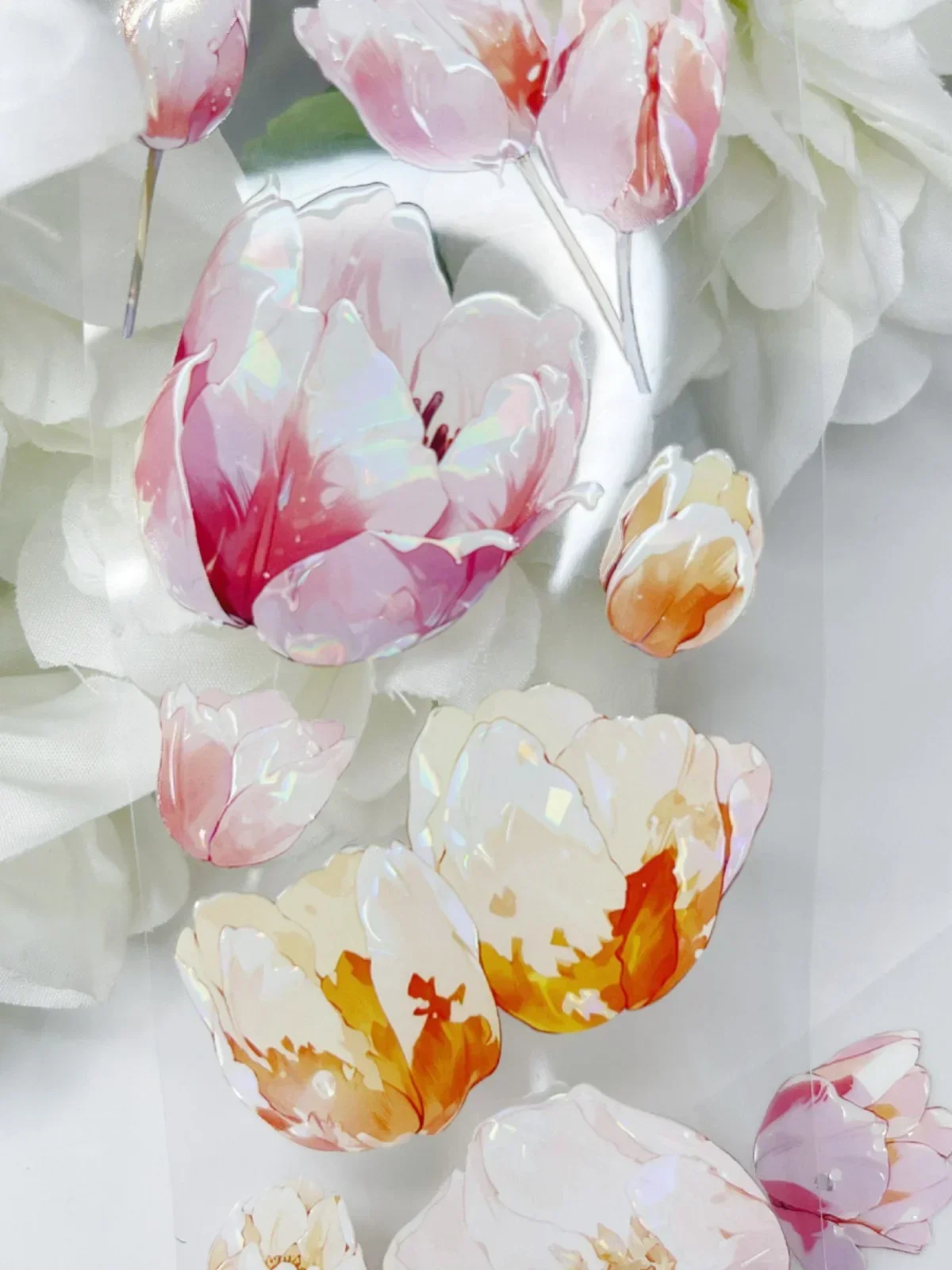 Summer Beautiful Tulip Flower Shiny Washi Pet Tape