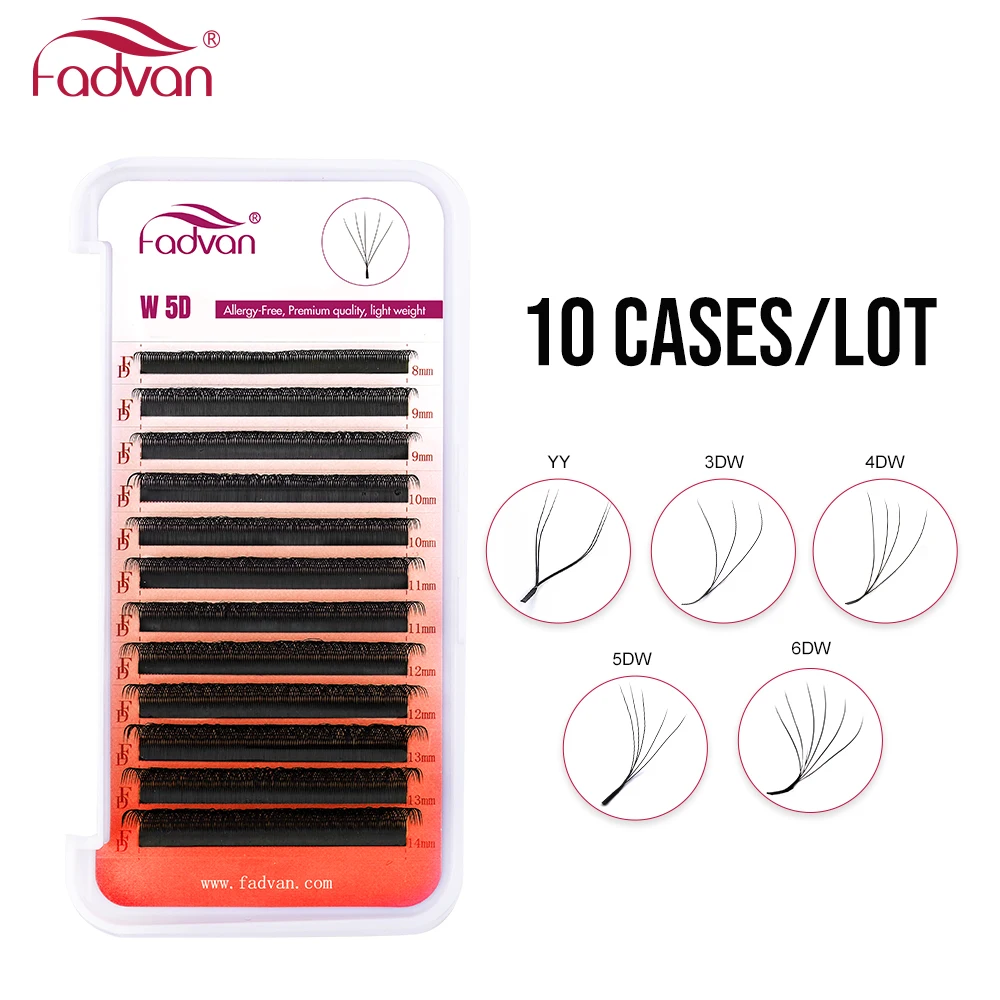 FADVAN 10 pack Professional YY/3D/4D/5D W Shape Lashes 0.07-LU/L/C/D for Eyelash Extensions And Beauty Salons