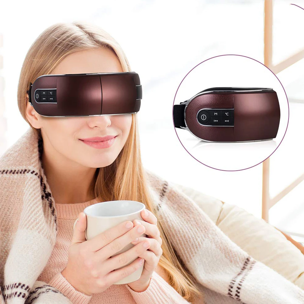 

Eye Massage Equipment Three-Layer Airbag 6D Massage Electric Heating Eye Care Massager With Music Facial Led Light Therapy