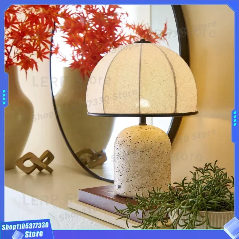 Modern Marble Mushroom LED Desk Lamp Natural Stone Pattern Night Light Soft Bedroom Bedside Decor for Home Hotel Atmosphere
