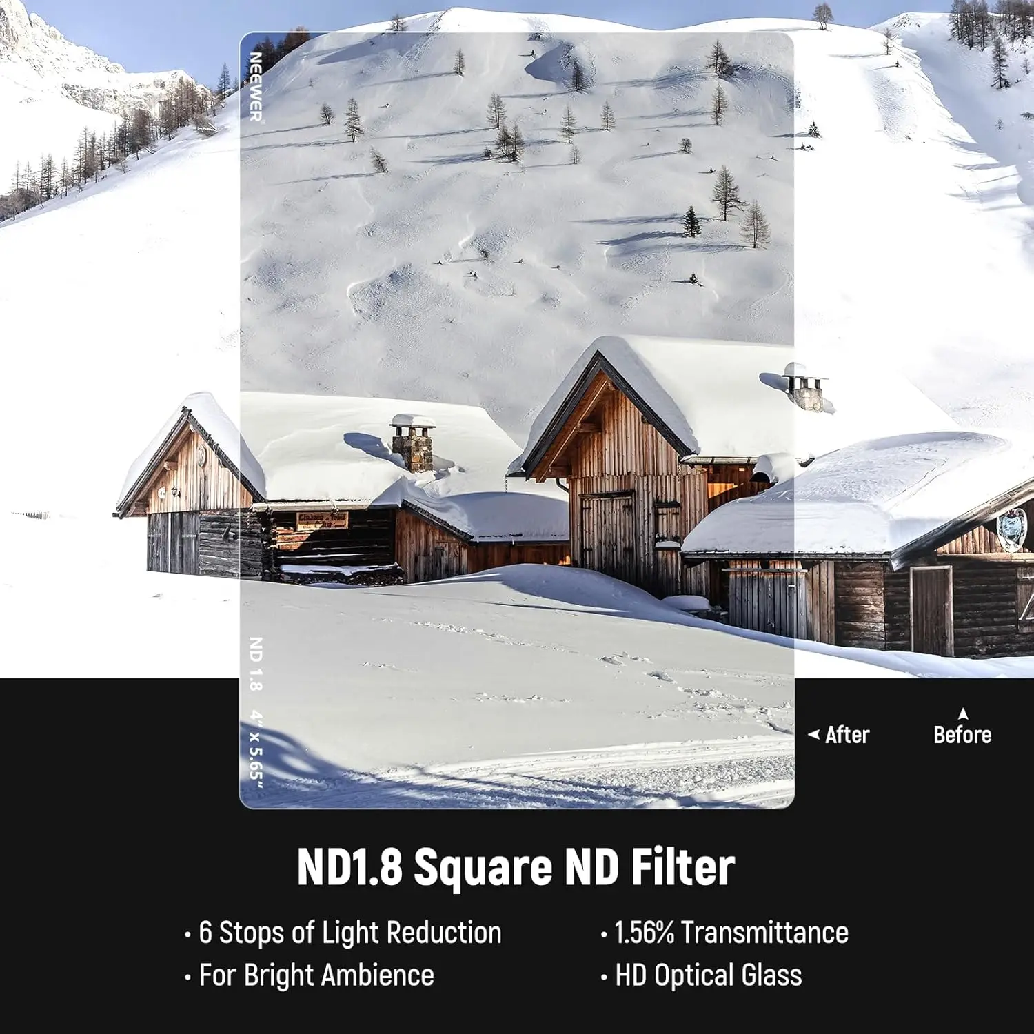 NEEWER 2 Pack ND0.9/1.8 Square ND Filter, 4