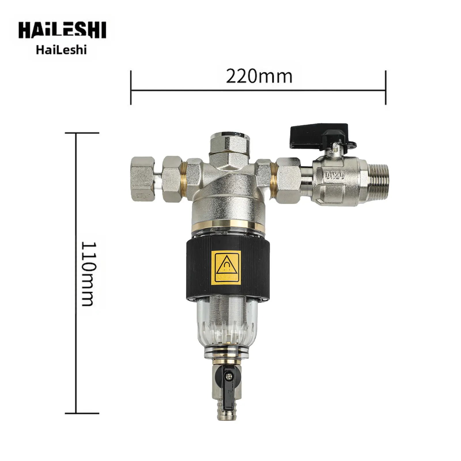 DN20 Magnetic Water Filter Brass Mesh Sludge Separator For Boiler Heating System HVAC Dirt Removal Tool