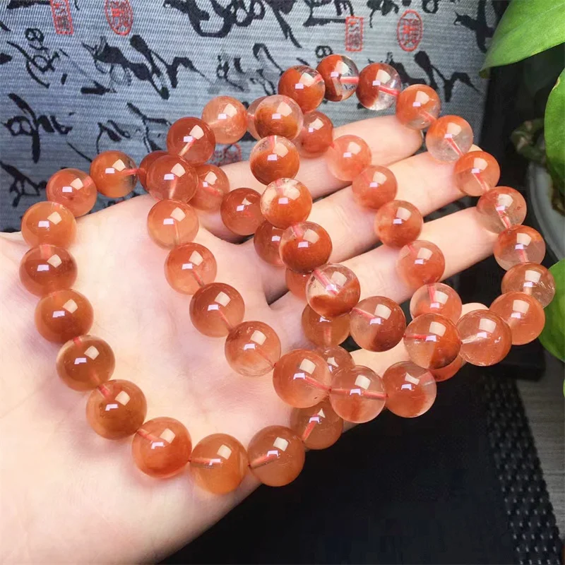 10MM Natural Red Rabbit Quartz Bracelet Charms Luxury Fine Jewelry Personalized Women Man Holiday Gifts 1pcs