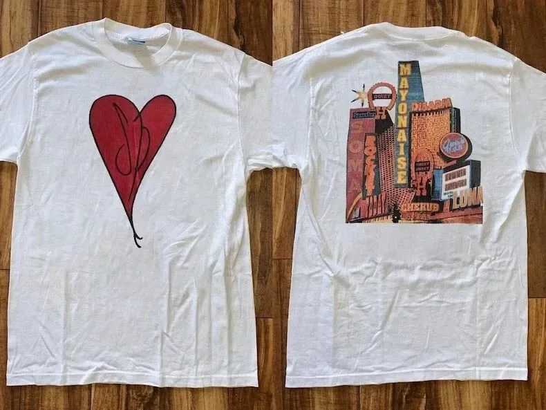 1993 Smashing Pumpkins Heart Manifesto Siamese Dream Logo Tour T-Shirt Rock Y2k Tshirt Casual Round Neck Y2k T Shirt Unisex