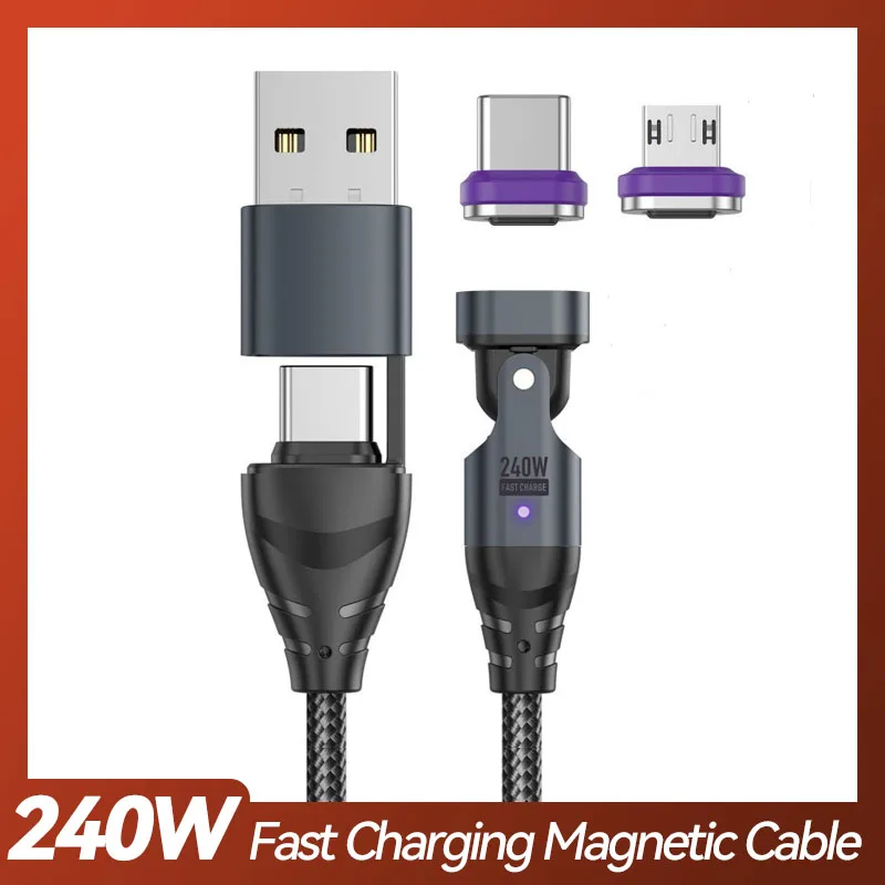 

240W Magnetic USB Type C Cable For Macbook Fast Charging Magnet USB-C Charger Data Cord For iPhone 16 Samsung Xiaomi OPPO Vivo